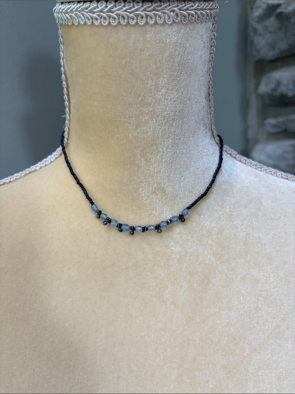 Blue Bead Choker Necklace - Express
